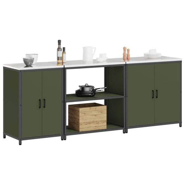 Küchenaufbewahrungsset 3 pcs Olive Grün 210 x 50 x 92 cm
