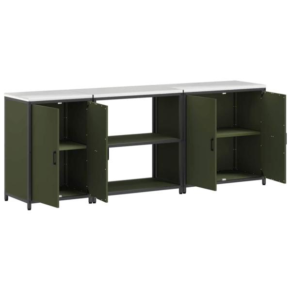 Küchenaufbewahrungsset 3 pcs Olive Grün 210 x 50 x 92 cm