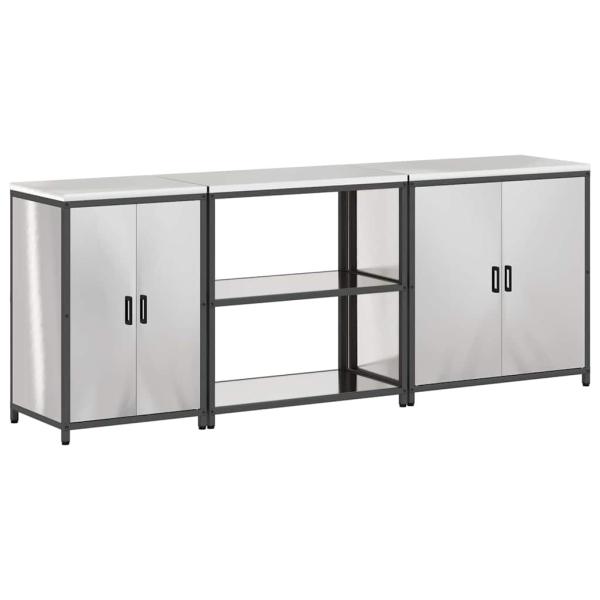 Küchenaufbewahrungsset 3 pcs Silber 210 x 50 x 92 cm Edelstahl