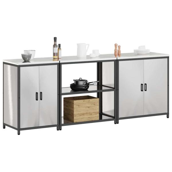 Küchenaufbewahrungsset 3 pcs Silber 210 x 50 x 92 cm Edelstahl