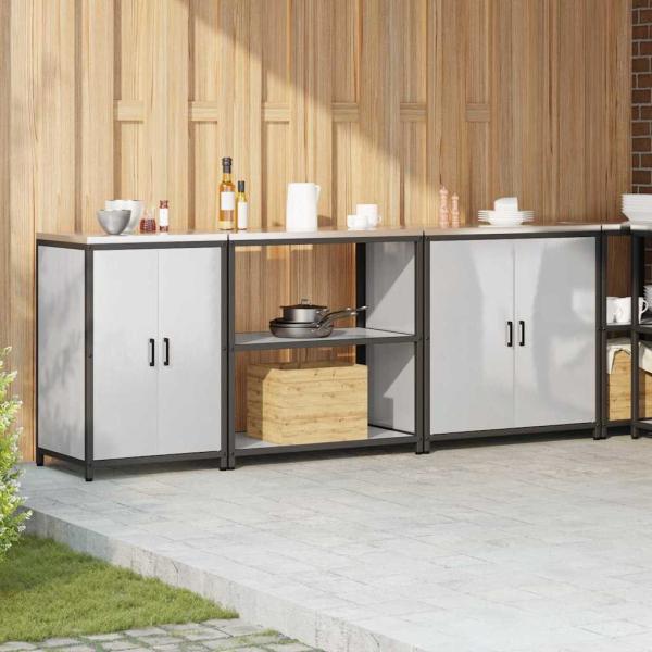 Küchenaufbewahrungsset 3 pcs Silber 210 x 50 x 92 cm Edelstahl