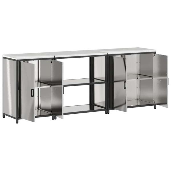 Küchenaufbewahrungsset 3 pcs Silber 210 x 50 x 92 cm Edelstahl