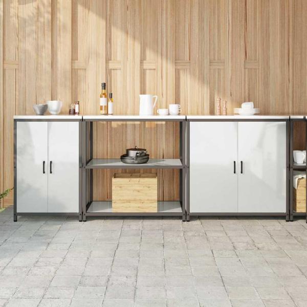ARDEBO.de - Küchenaufbewahrungsset mit Regal Sonstiges 3 pcs Silber 210 x 50 x 92 cm