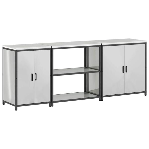 Küchenaufbewahrungsset mit Regal Sonstiges 3 pcs Silber 210 x 50 x 92 cm