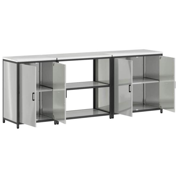 Küchenaufbewahrungsset mit Regal Sonstiges 3 pcs Silber 210 x 50 x 92 cm