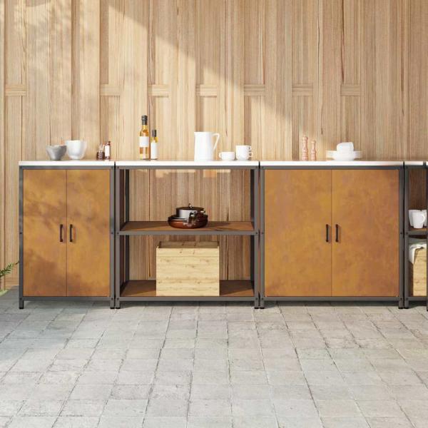 ARDEBO.de - Küchenaufbewahrungsset mit Regal Sonstiges 3 pcs Rostig 210 x 50 x 92 cm