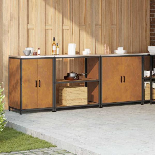 Küchenaufbewahrungsset mit Regal Sonstiges 3 pcs Rostig 210 x 50 x 92 cm