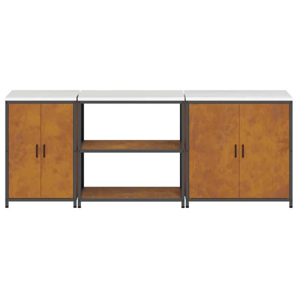 Küchenaufbewahrungsset mit Regal Sonstiges 3 pcs Rostig 210 x 50 x 92 cm