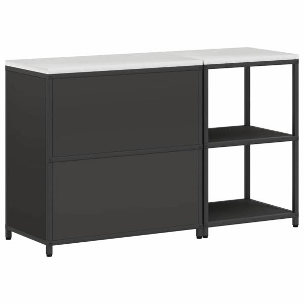 Küchenlager-Set mit Regal mit Speicher mit Tür Verstellbar 2 pcs Schwarz 150 x 50 x 92 cm