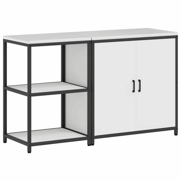 Küchenlager-Set 2 pcs Weiß 150 x 50 x 92 cm Kaltgewalzter Stahl