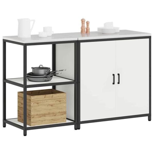 Küchenlager-Set 2 pcs Weiß 150 x 50 x 92 cm Kaltgewalzter Stahl