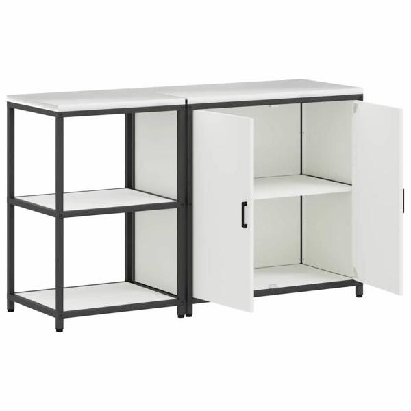 Küchenlager-Set 2 pcs Weiß 150 x 50 x 92 cm Kaltgewalzter Stahl