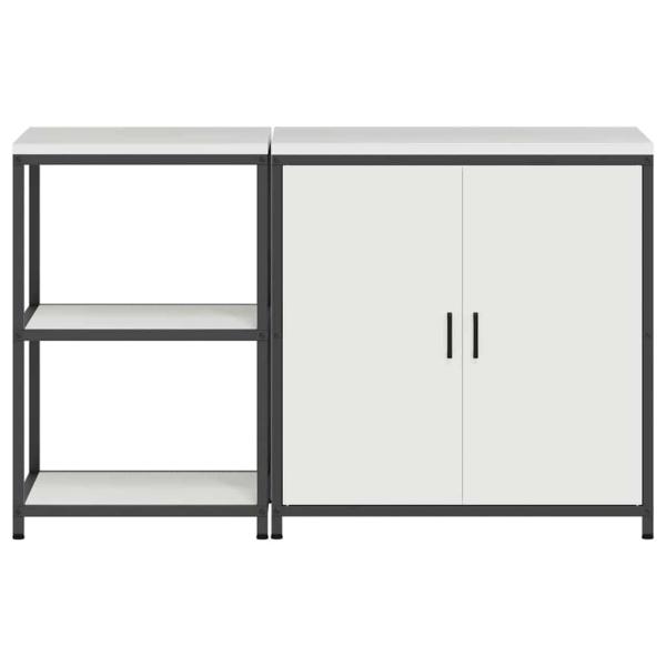 Küchenlager-Set 2 pcs Weiß 150 x 50 x 92 cm Kaltgewalzter Stahl