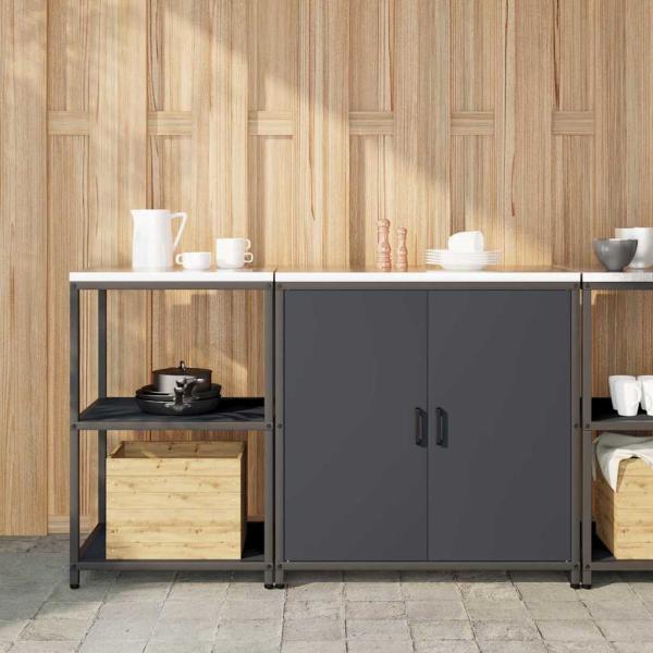 ARDEBO.de - Küchenlager-Set mit Regal mit Speicher mit Tür Verstellbar 2 pcs Anthrazit 150 x 50 x 92 cm