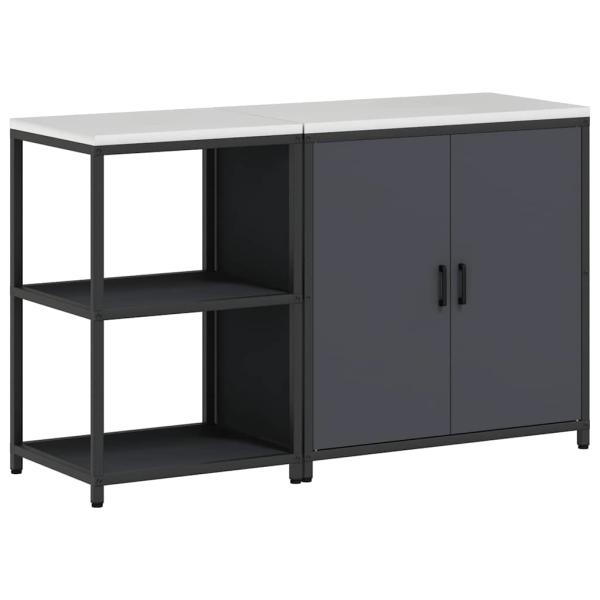 Küchenlager-Set mit Regal mit Speicher mit Tür Verstellbar 2 pcs Anthrazit 150 x 50 x 92 cm