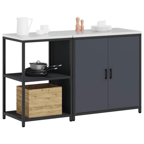 Küchenlager-Set mit Regal mit Speicher mit Tür Verstellbar 2 pcs Anthrazit 150 x 50 x 92 cm