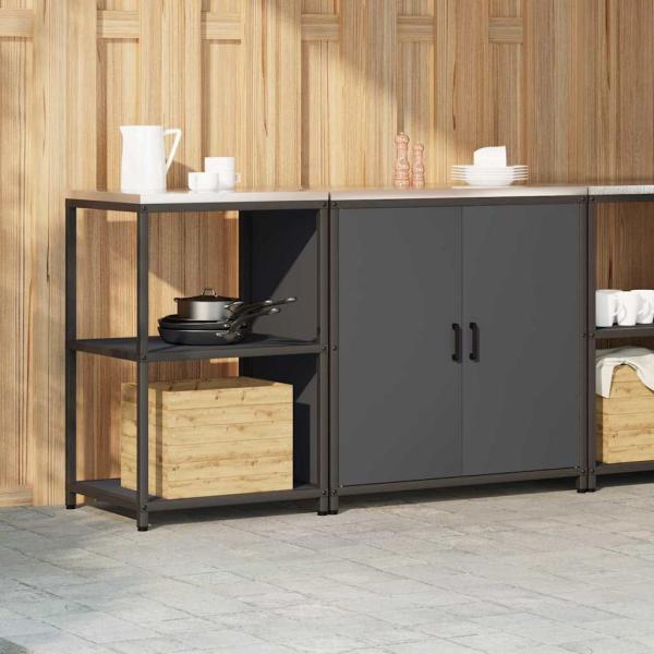Küchenlager-Set mit Regal mit Speicher mit Tür Verstellbar 2 pcs Anthrazit 150 x 50 x 92 cm