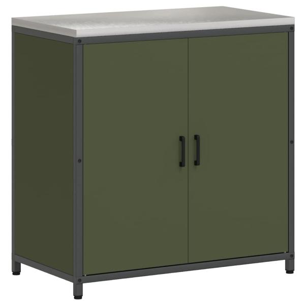Küchenlager-Set mit Regal mit Speicher mit Tür Verstellbar 2 pcs Olive Grün 150 x 50 x 92 cm