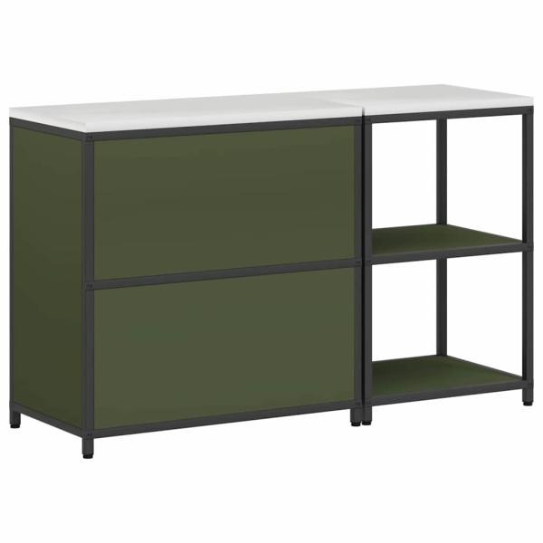 Küchenlager-Set mit Regal mit Speicher mit Tür Verstellbar 2 pcs Olive Grün 150 x 50 x 92 cm