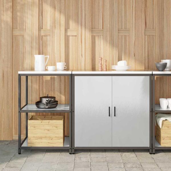 ARDEBO.de - Küchenlager-Set 2 pcs Silber 150 x 50 x 92 cm Edelstahl