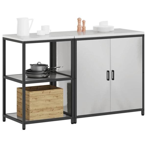 Küchenlager-Set 2 pcs Silber 150 x 50 x 92 cm Edelstahl