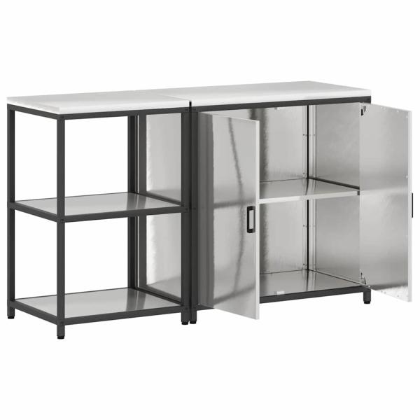 Küchenlager-Set 2 pcs Silber 150 x 50 x 92 cm Edelstahl
