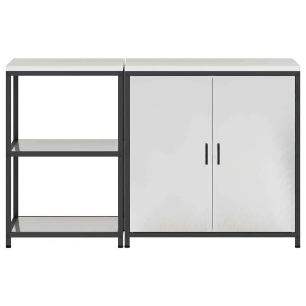 Küchenlager-Set 2 pcs Silber 150 x 50 x 92 cm Edelstahl