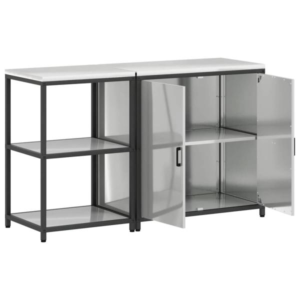 Küchenlager-Set 2 pcs Silber 150 x 50 x 92 cm Verzinkter Stahl