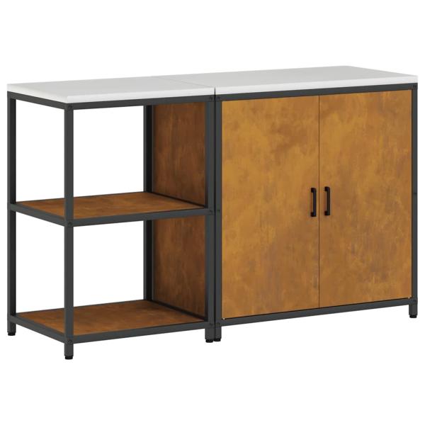 Küchenlager-Set mit Regal mit Speicher mit Tür Verstellbar 2 pcs Rostig 150 x 50 x 92 cm