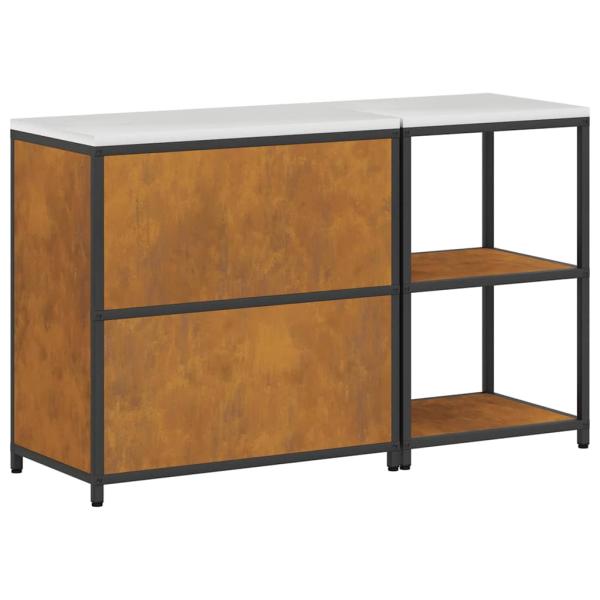 Küchenlager-Set mit Regal mit Speicher mit Tür Verstellbar 2 pcs Rostig 150 x 50 x 92 cm
