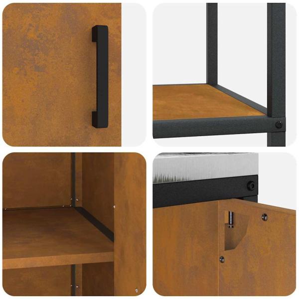 Küchenlager-Set mit Regal mit Speicher mit Tür Verstellbar 2 pcs Rostig 150 x 50 x 92 cm