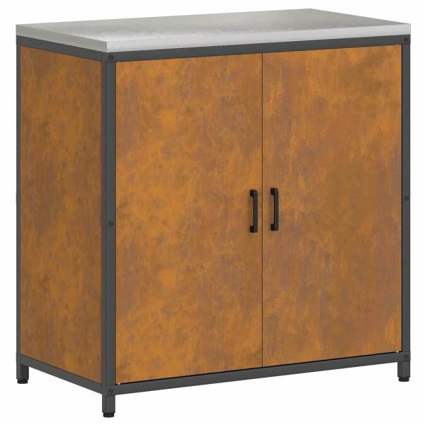 Küchenlager-Set mit Regal mit Speicher mit Tür Verstellbar 2 pcs Rostig 150 x 50 x 92 cm