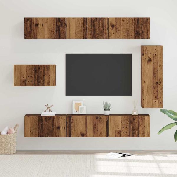 ARDEBO.de - TV-Schranksatz mit Regal Sonstiges mit Speicher mit Tür 8 pcs Altes Holz 30,5 x 30 x 90 cm