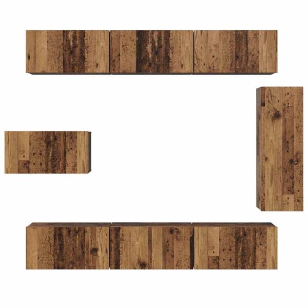 TV-Schranksatz mit Regal Sonstiges mit Speicher mit Tür 8 pcs Altes Holz 30,5 x 30 x 90 cm