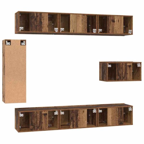 TV-Schranksatz mit Regal Sonstiges mit Speicher mit Tür 8 pcs Altes Holz 30,5 x 30 x 90 cm