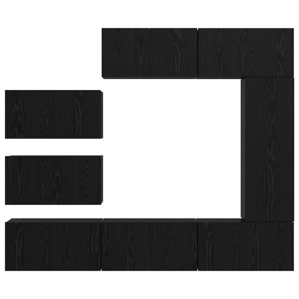TV-Schranksatz mit Regal Sonstiges 8 pcs Schwarz Eiche 30,5 x 30 x 90 cm