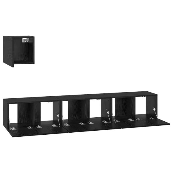 TV-Regal Set Sonstiges mit Speicher mit Tür 4 pcs Schwarz Eiche 60 x 30 x 30 cm