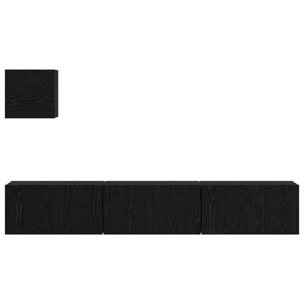TV-Regal Set Sonstiges mit Speicher mit Tür 4 pcs Schwarz Eiche 60 x 30 x 30 cm