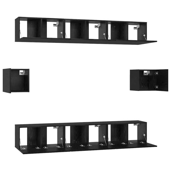 TV-Schranksystem Sonstiges 8 pcs Schwarz Eiche 60 x 30 x 30 cm