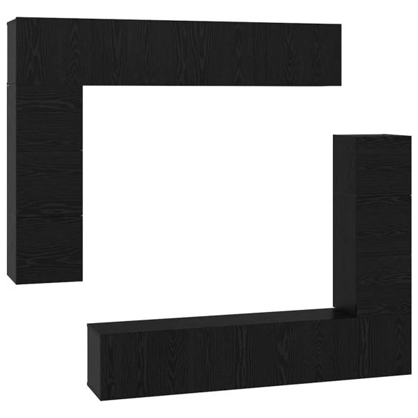 TV-Schranksatz mit Regal Sonstiges mit Speicher mit Tür 8 pcs Schwarz Eiche 80 x 30 x 30 cm