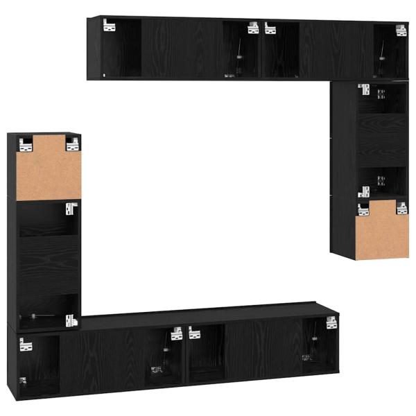 TV-Schranksatz mit Regal Sonstiges mit Speicher mit Tür 8 pcs Schwarz Eiche 80 x 30 x 30 cm