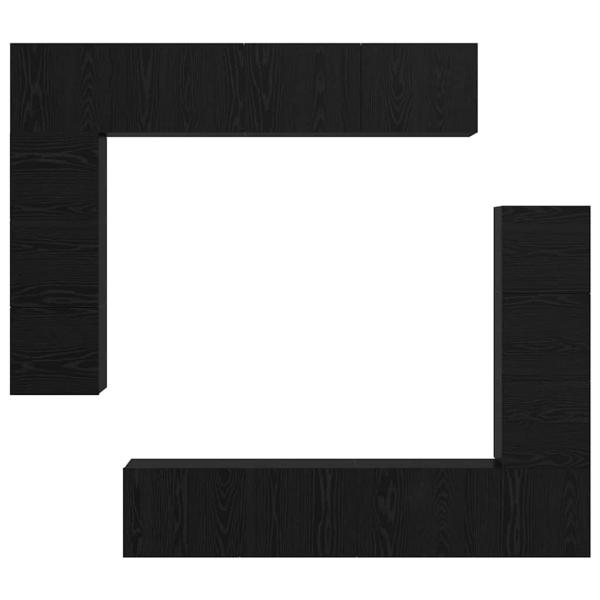 TV-Schranksatz mit Regal Sonstiges mit Speicher mit Tür 8 pcs Schwarz Eiche 80 x 30 x 30 cm