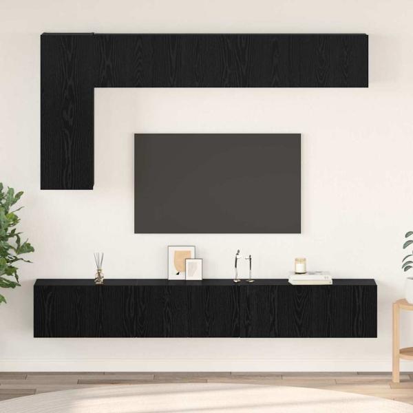 ARDEBO.de - TV-Schranksatz mit Regal Sonstiges 6 pcs Schwarz Eiche 30,5 x 30 x 90 cm