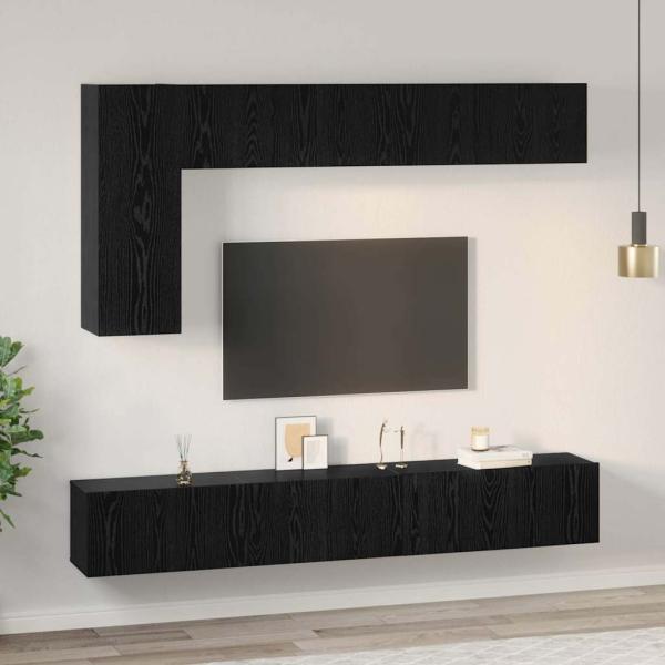 TV-Schranksatz mit Regal Sonstiges 6 pcs Schwarz Eiche 30,5 x 30 x 90 cm