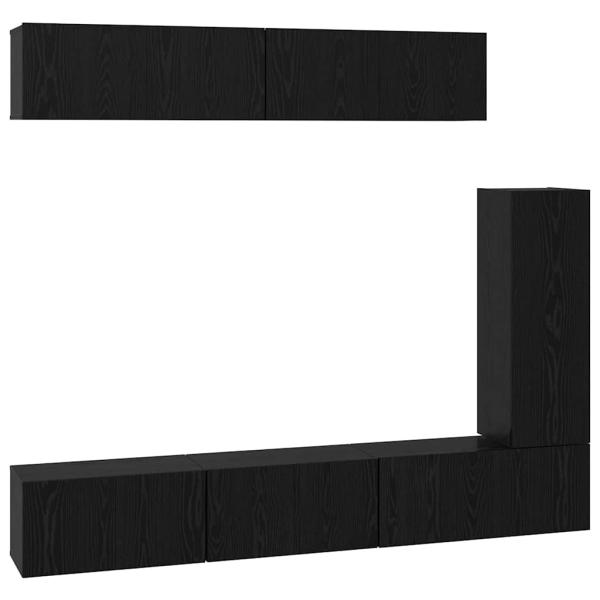 TV-Schranksatz mit Regal Sonstiges 6 pcs Schwarz Eiche 30,5 x 30 x 90 cm