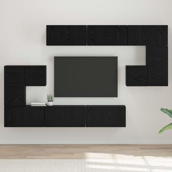 ARDEBO.de - TV-Schranksatz 10 pcs Schwarz Eiche 180 x 30 x 90,5 cm