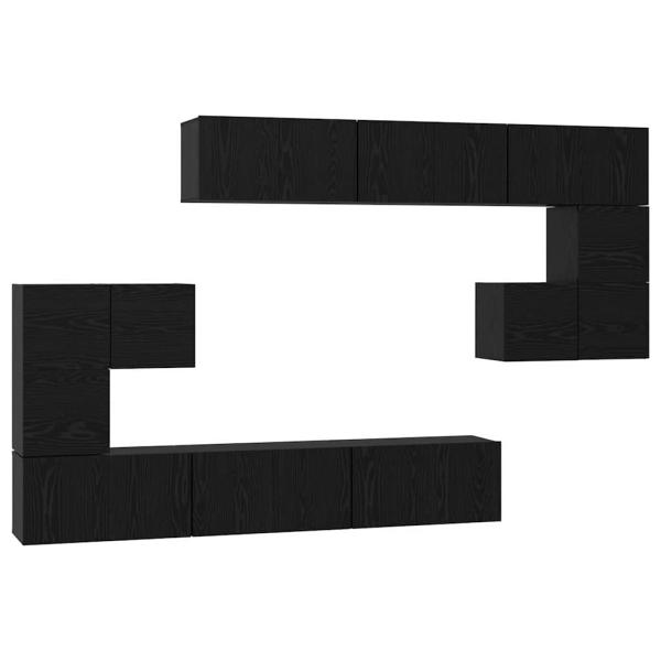 TV-Schranksatz 10 pcs Schwarz Eiche 180 x 30 x 90,5 cm