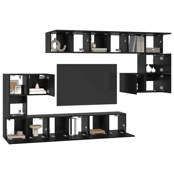 TV-Schranksatz 10 pcs Schwarz Eiche 180 x 30 x 90,5 cm
