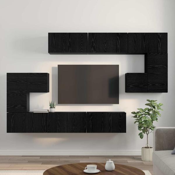 TV-Schranksatz 10 pcs Schwarz Eiche 180 x 30 x 90,5 cm
