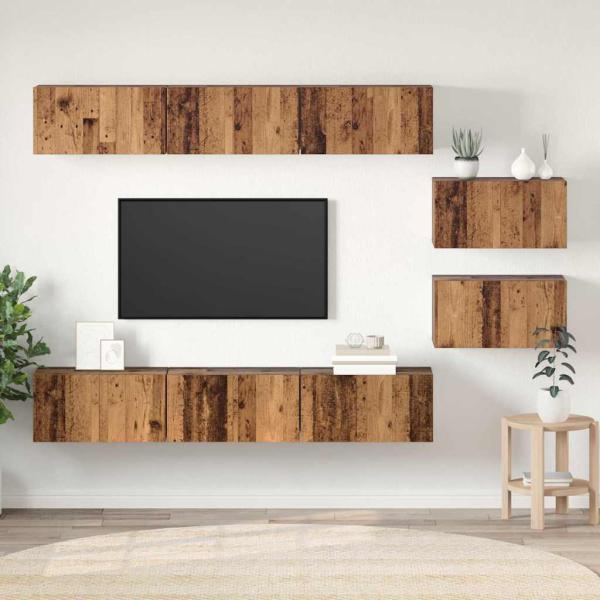 ARDEBO.de - TV-Schränke mit Speicher mit Tür 8 pcs Altes Holz 60 x 30 x 30.5 cm